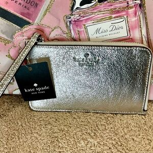 Kate Spade Silver Metallic Wristleti
